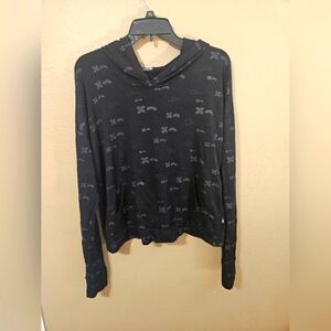 Womens TEREZ black long sleeve hoodie top & cross back design sz XL